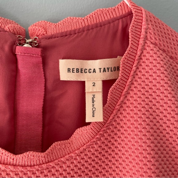 🔻LAST CHANCE🔻 REBECCA TAYLOR Textured Knit Fit and Flare Dress Pink Grapefruit - Picture 3 of 11